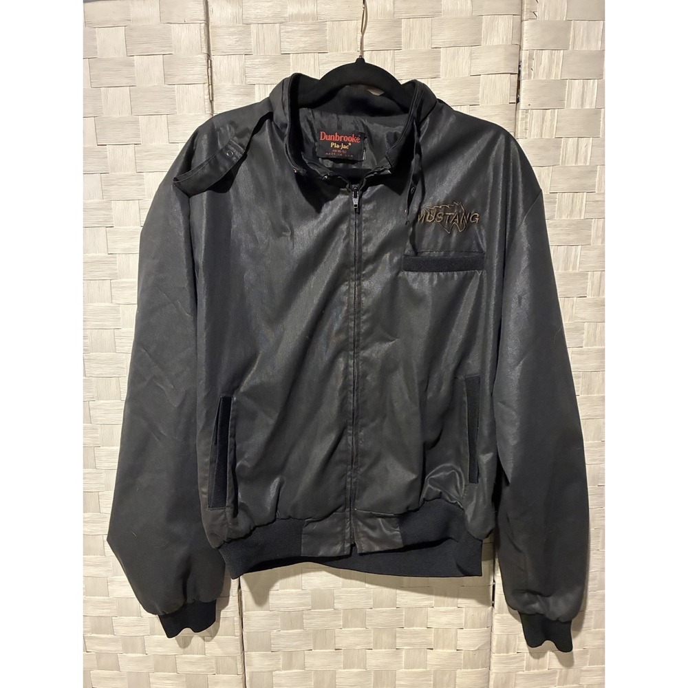 Vintage Dunbrooke Pla-Jac Mustang Jacket Mens XL Black Bomber Made in USA 48-50